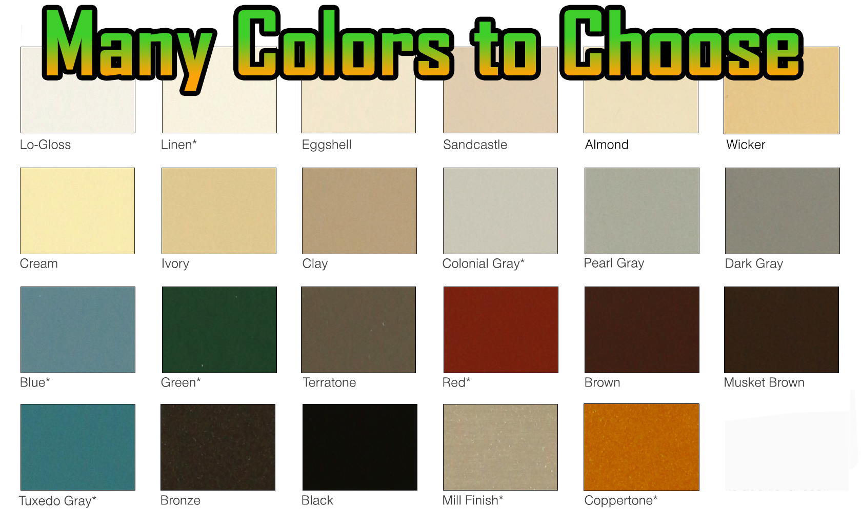 Many Colors To Choose for Seamless Gutters color Chart mini